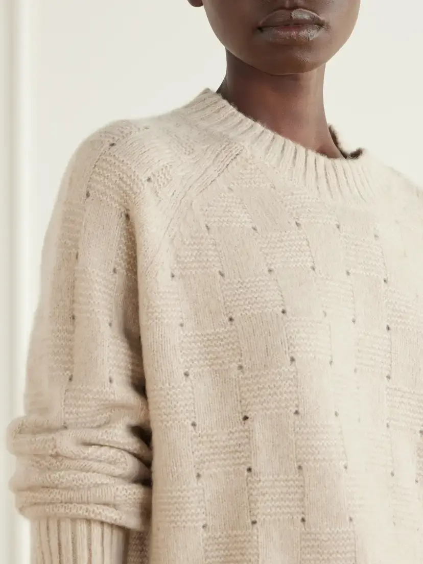 Allude Cashmere And Silk-blend Sweater - Neutrals | Thumbnail 5 Allude Cashmere And Silk-blend Sweater - Neutrals | Thumbnail 5