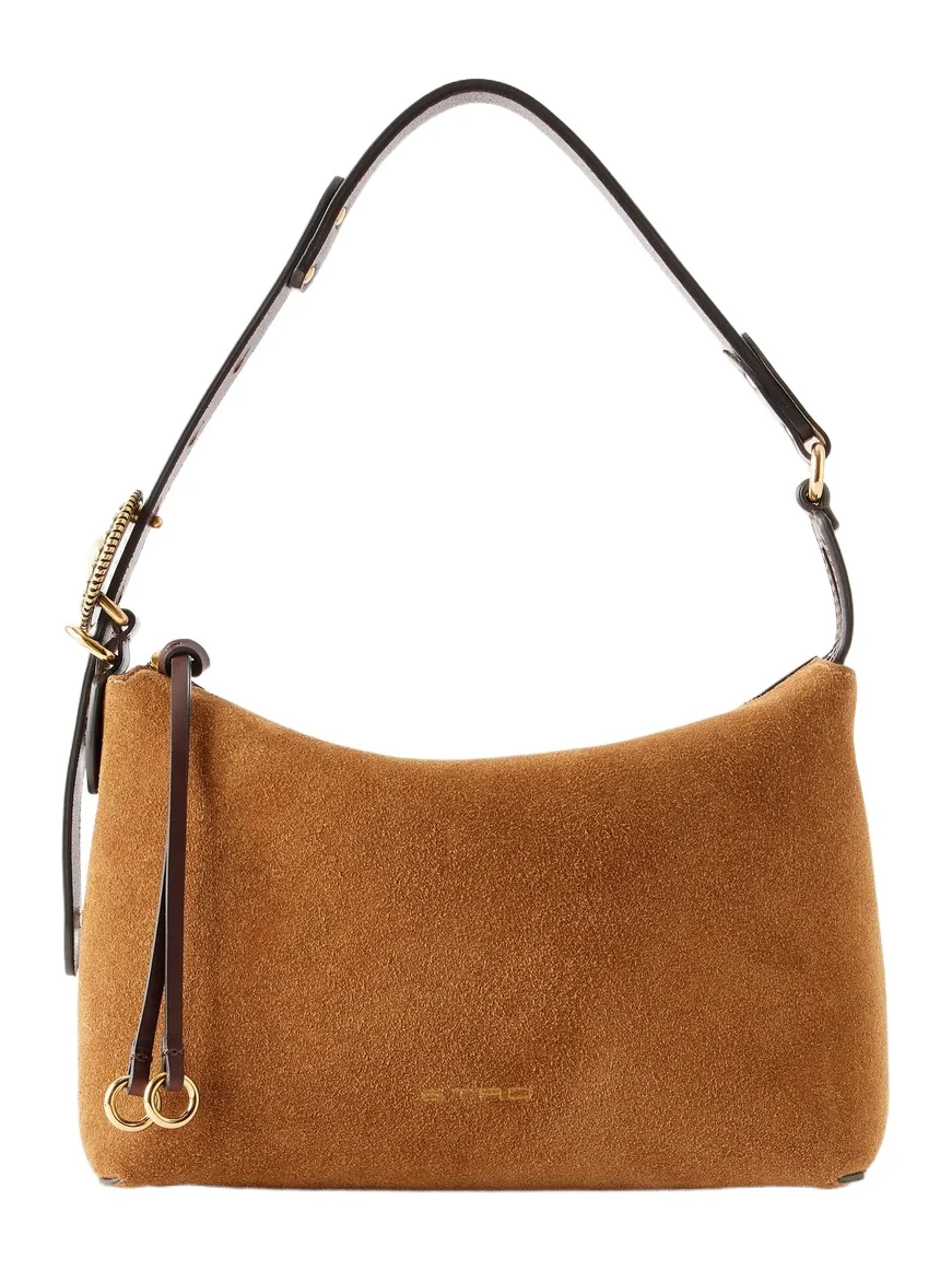 Suede And Leather-trimmed Shoulder Bag