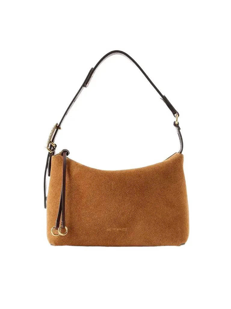 Suede And Leather-trimmed Shoulder Bag Suede And Leather-trimmed Shoulder Bag