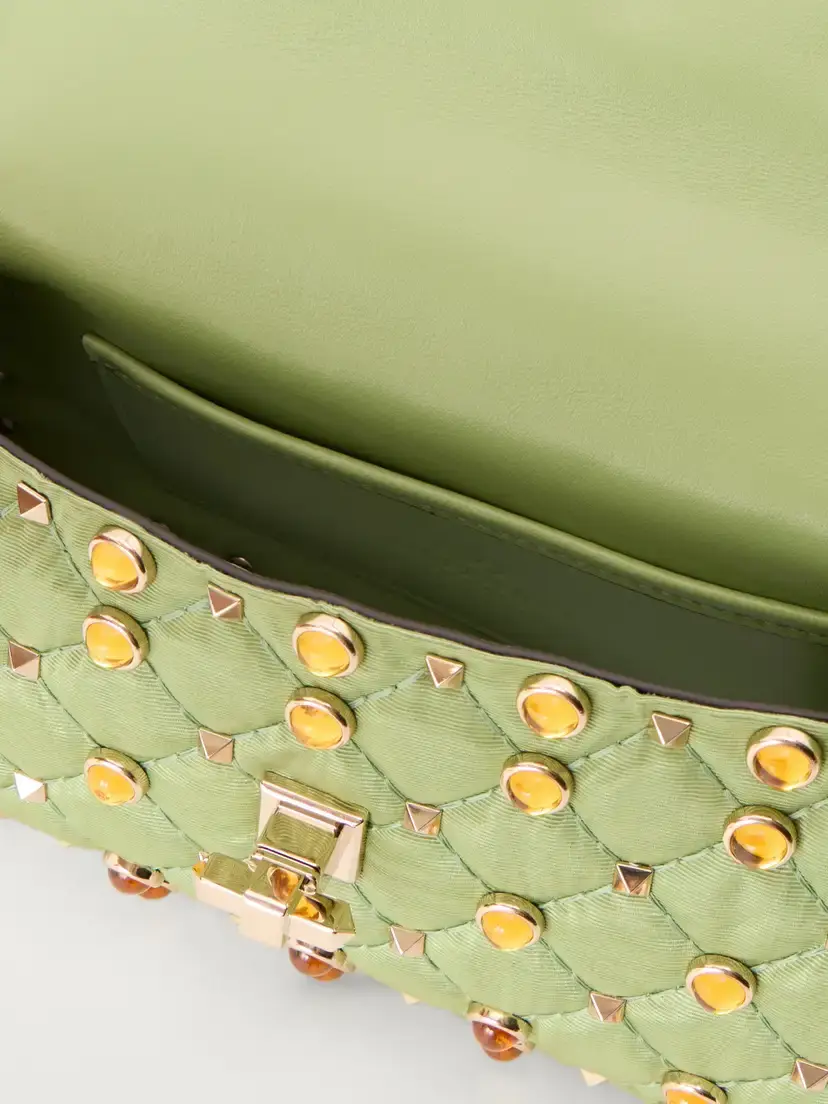 Valentino Garavani Rockstud Spike Studded Bead-embellished Quilted Moire Top-handle Bag | Thumbnail 6