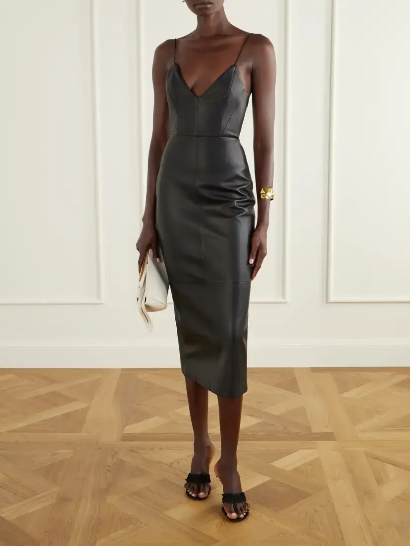 Alex Perry Bikini Leather Midi Dress | Thumbnail 2 Alex Perry Bikini Leather Midi Dress | Thumbnail 2