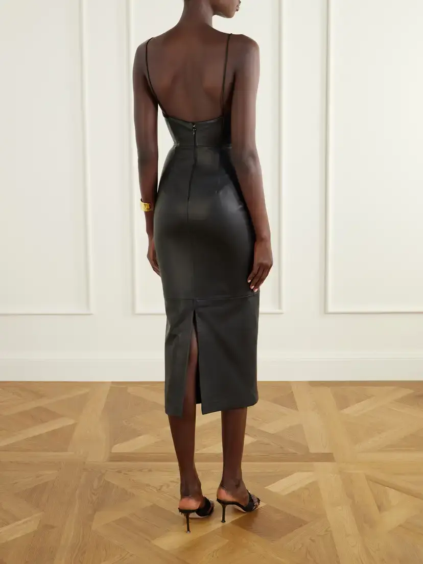 Alex Perry Bikini Leather Midi Dress | Thumbnail 3 Alex Perry Bikini Leather Midi Dress | Thumbnail 3