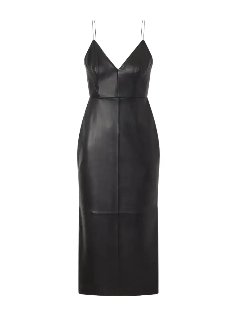 Alex Perry Bikini Leather Midi Dress | Image 1 Alex Perry Bikini Leather Midi Dress | Image 1