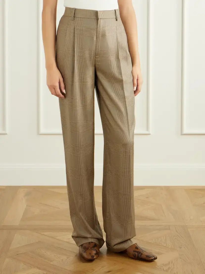 Ralph Lauren Collection Timothy Pleated Prince Of Wales Checked Silk Straight-leg Pants | Thumbnail 3