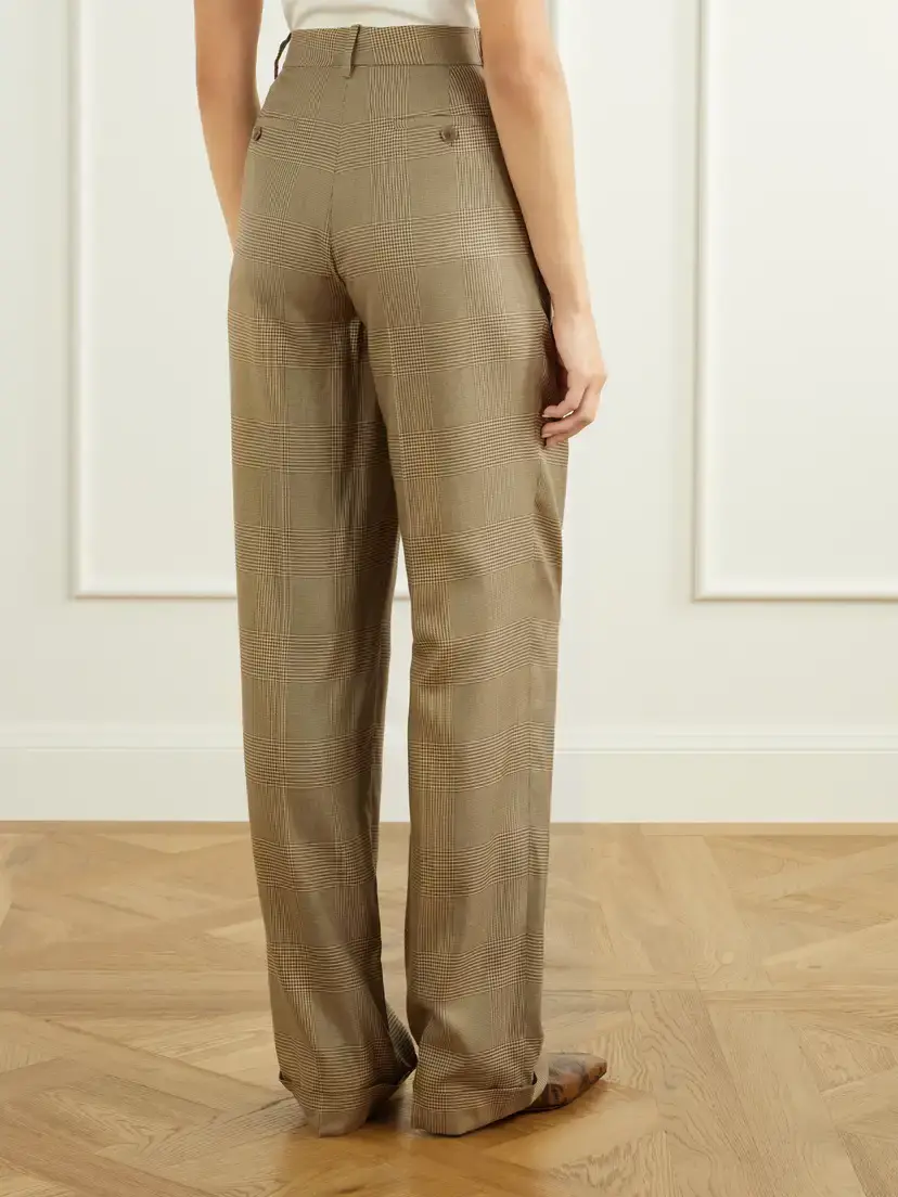 Ralph Lauren Collection Timothy Pleated Prince Of Wales Checked Silk Straight-leg Pants | Thumbnail 4