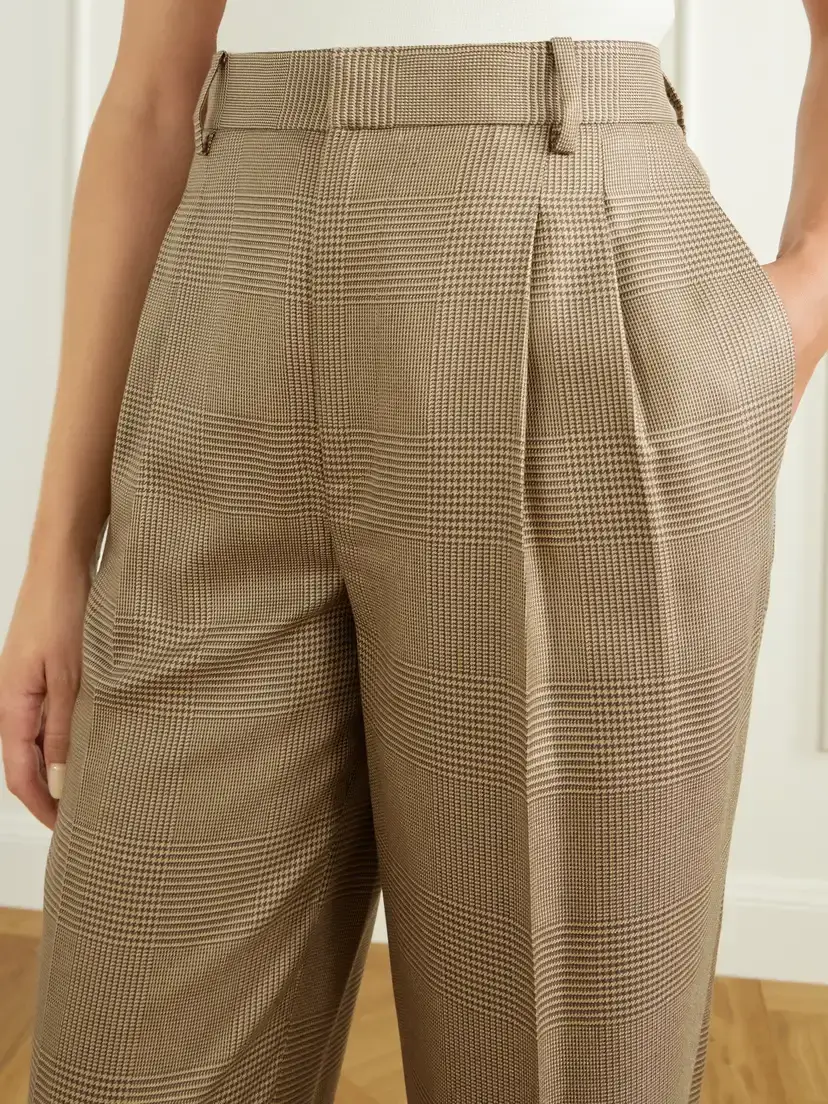 Ralph Lauren Collection Timothy Pleated Prince Of Wales Checked Silk Straight-leg Pants | Thumbnail 5