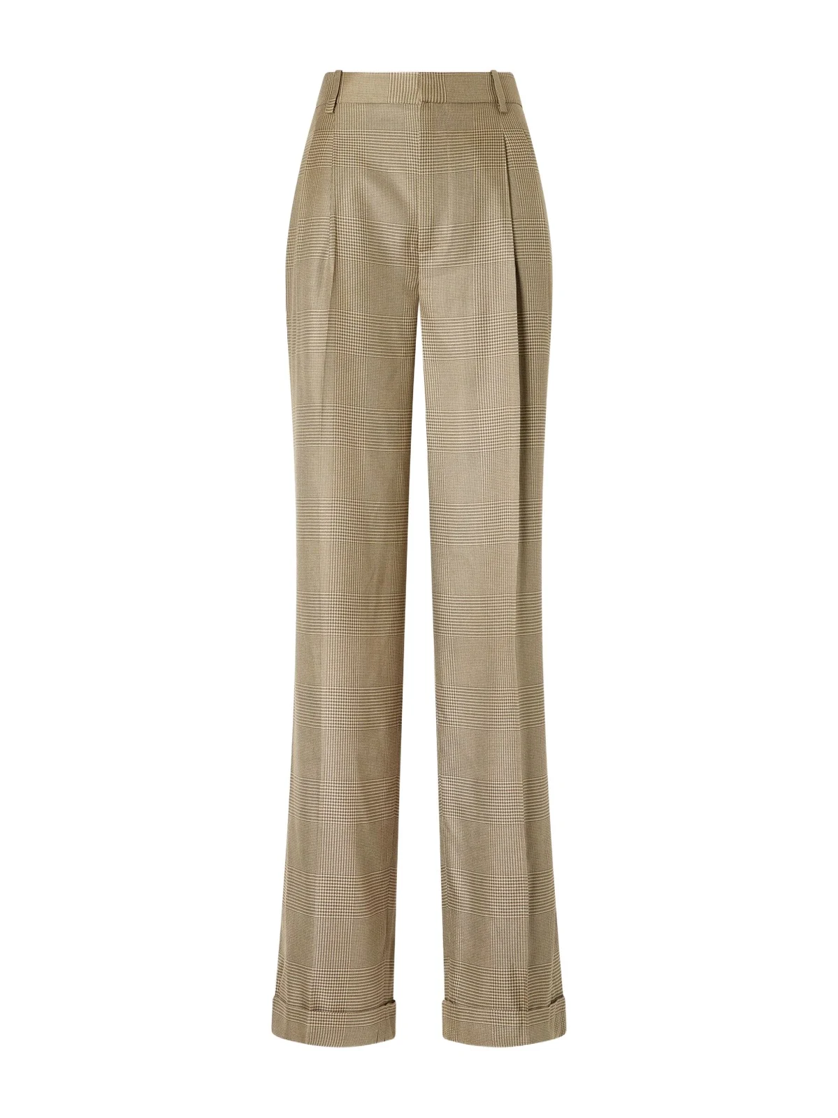 Ralph Lauren Collection Timothy Pleated Prince Of Wales Checked Silk Straight-leg Pants