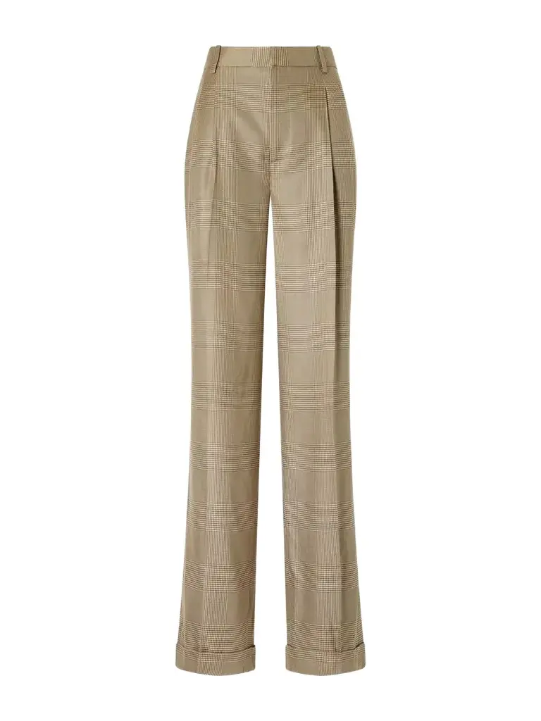 Ralph Lauren Collection Timothy Pleated Prince Of Wales Checked Silk Straight-leg Pants | Image 1 Ralph Lauren Collection Timothy Pleated Prince Of Wales Checked Silk Straight-leg Pants | Image 1