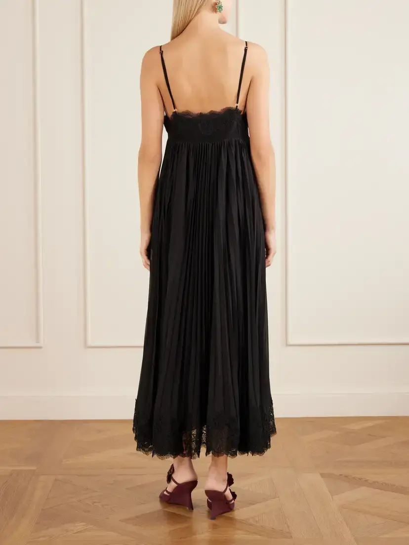 Zimmermann Pleated Lace-trimmed Chiffon Midi Dress | Thumbnail 3
