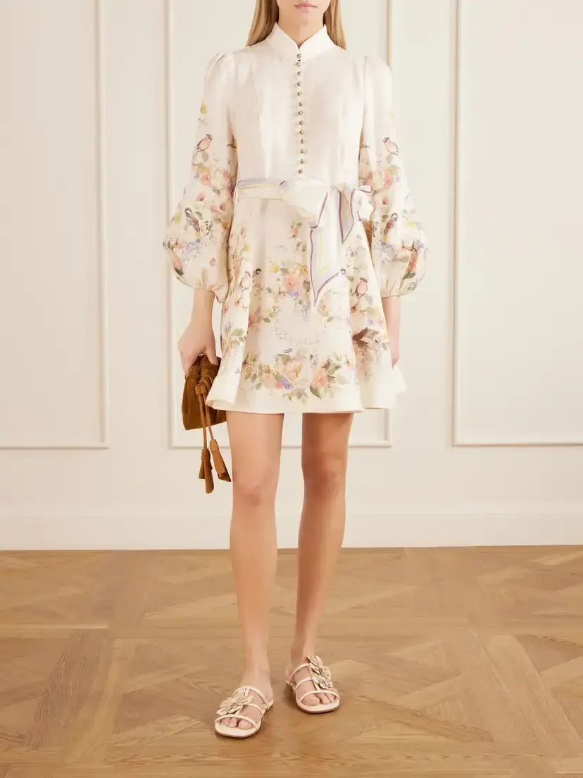 Zimmermann Valiant Belted Floral-print Linen Mini Dress | Thumbnail 2 Zimmermann Valiant Belted Floral-print Linen Mini Dress | Thumbnail 2