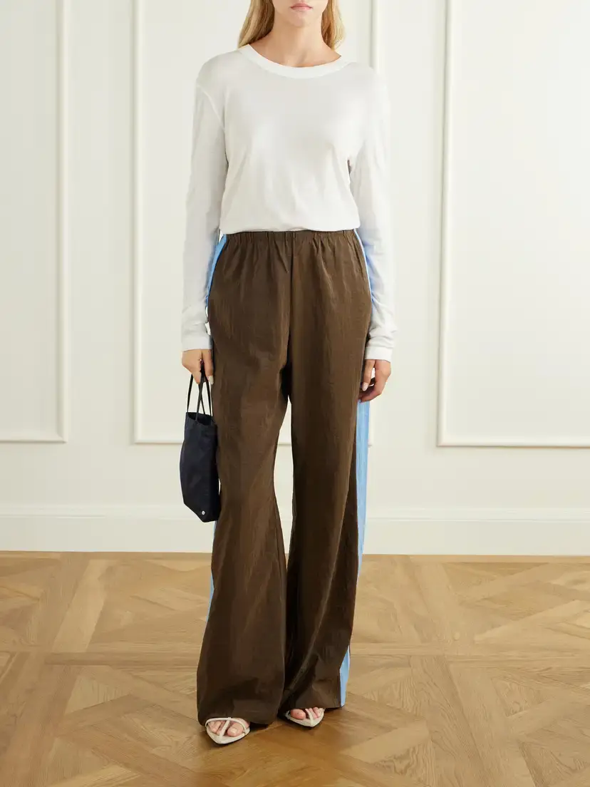 La Ligne Colby Striped Recycled Crinkled-shell Wide-leg Pants | Thumbnail 2