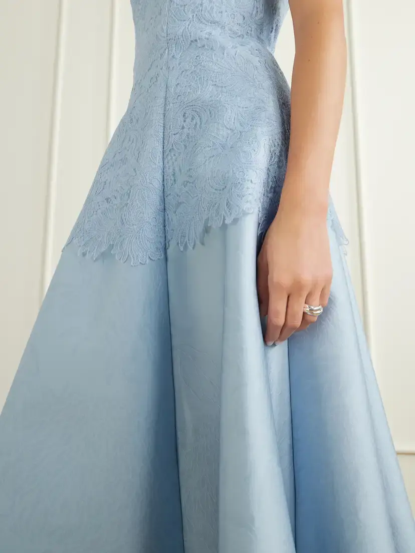 Emilia Wickstead Meja Embossed Cloque Lace Trimmed Midi Dress | Thumbnail 4