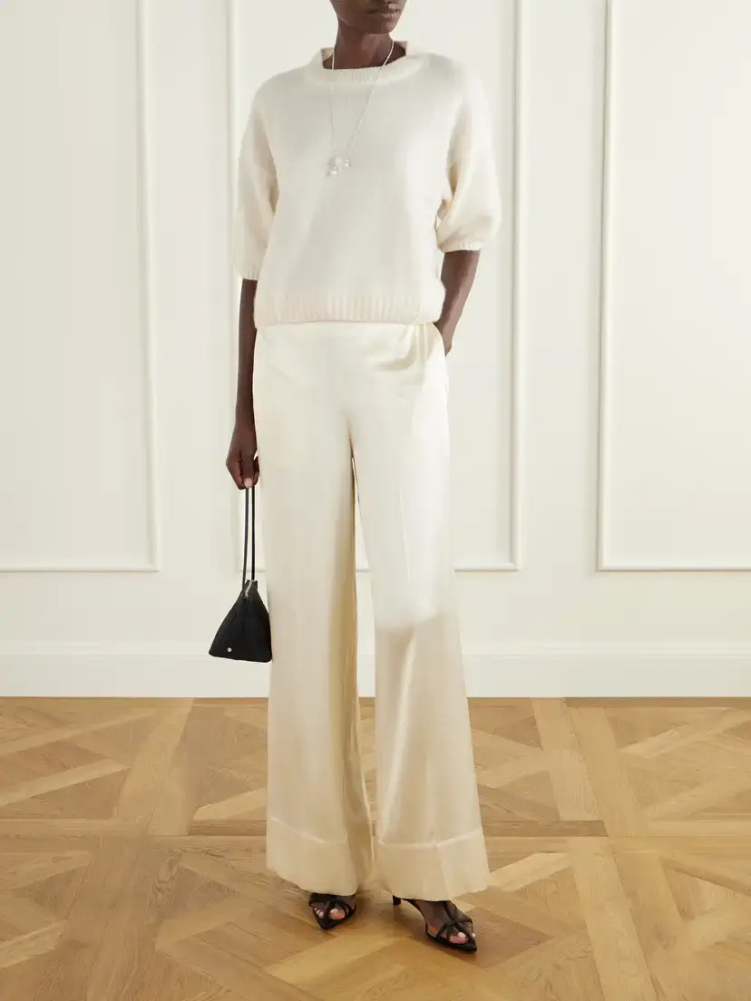 Allude Cashmere And Silk-blend Sweater - Neutrals | Thumbnail 2 Allude Cashmere And Silk-blend Sweater - Neutrals | Thumbnail 2