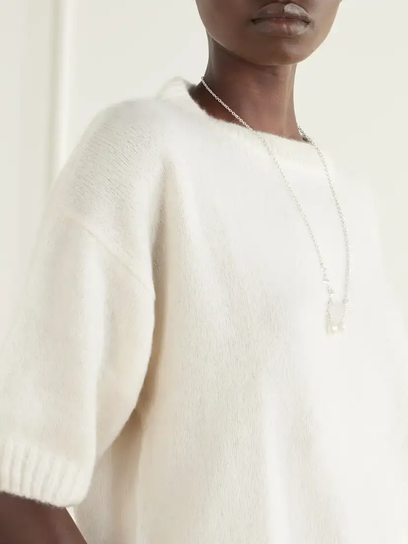 Allude Cashmere And Silk-blend Sweater - Neutrals | Thumbnail 4 Allude Cashmere And Silk-blend Sweater - Neutrals | Thumbnail 4
