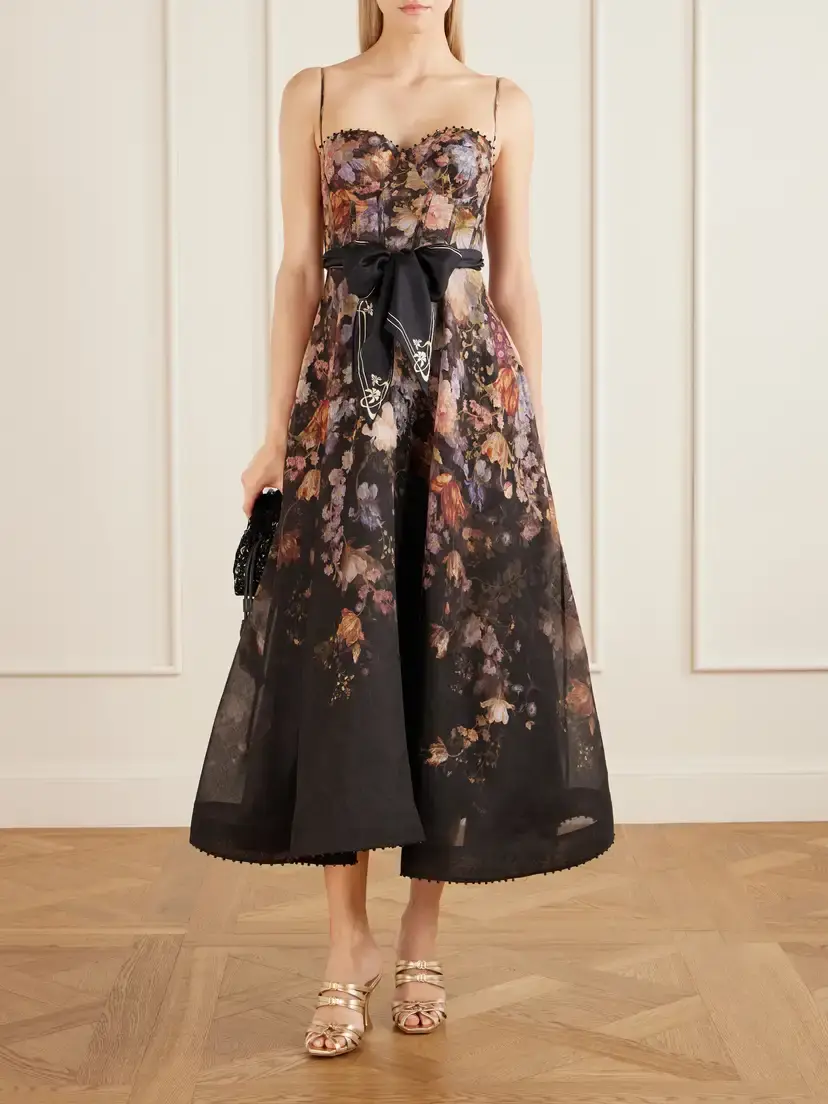 Zimmermann Valiant Belted Floral-print Linen And Silk-blend Bustier Midi Dress | Thumbnail 2