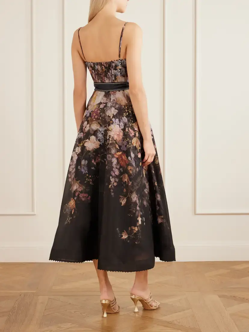 Zimmermann Valiant Belted Floral-print Linen And Silk-blend Bustier Midi Dress | Thumbnail 3