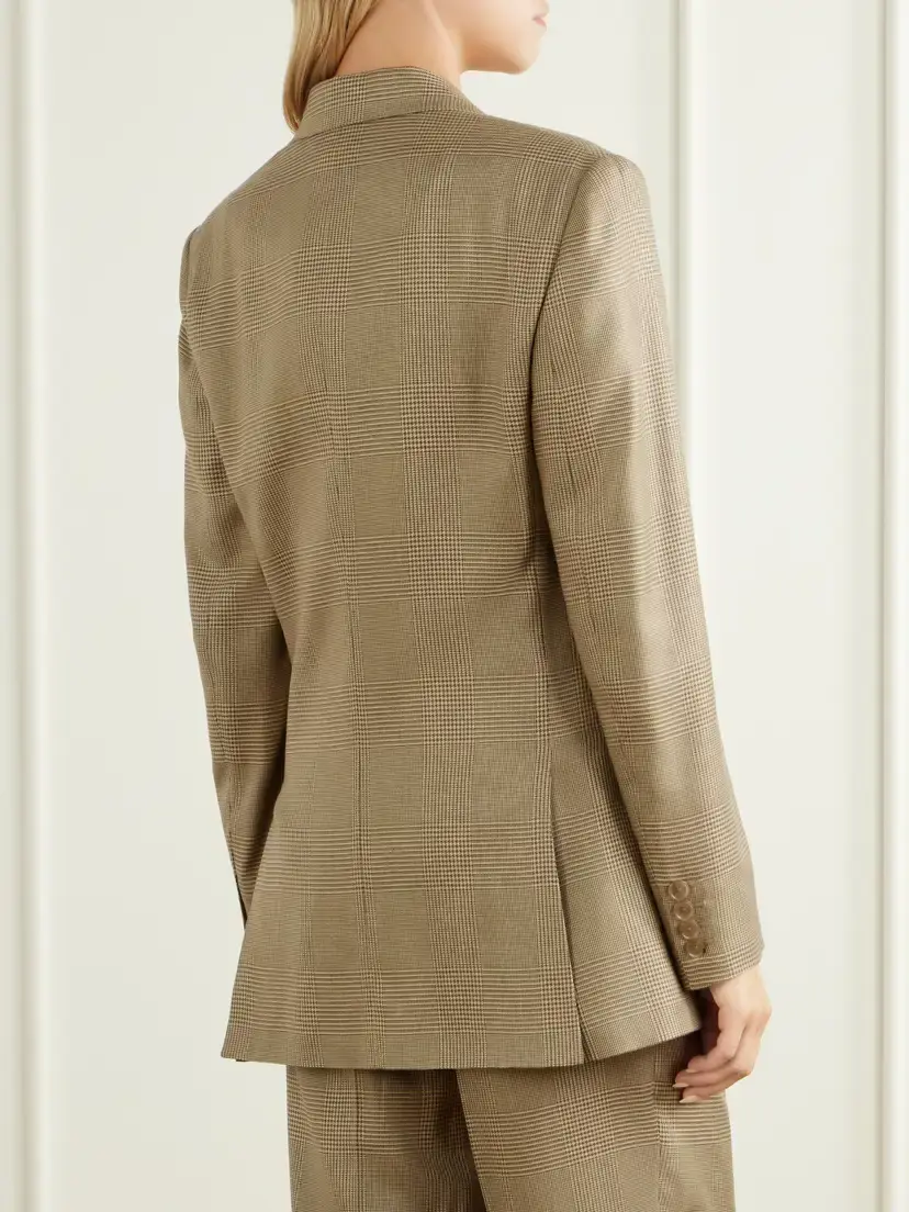 Ralph Lauren Collection Glen Double-breasted Prince Of Wales Checked Silk Blazer | Thumbnail 4 Ralph Lauren Collection Glen Double-breasted Prince Of Wales Checked Silk Blazer | Thumbnail 4