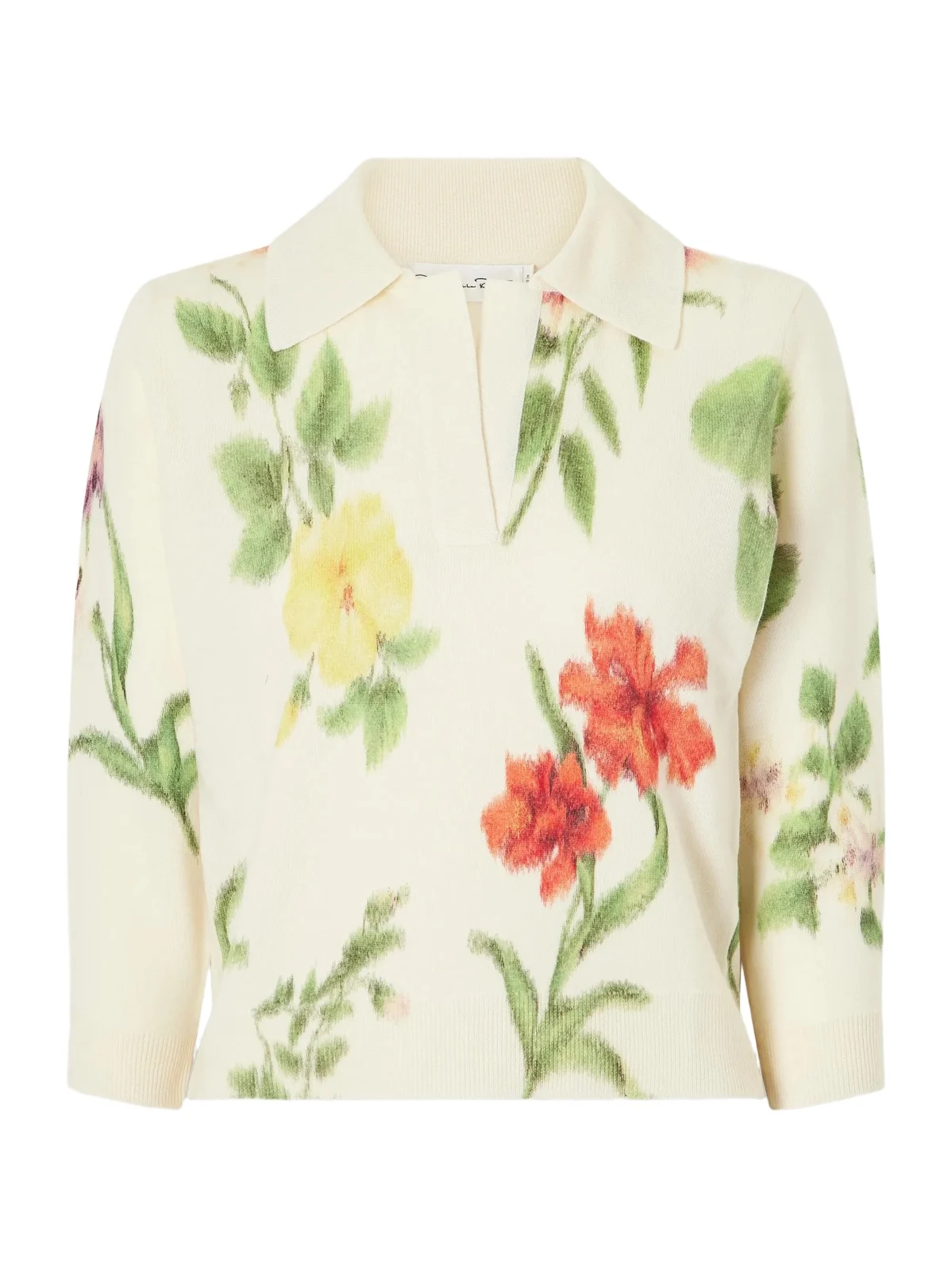 Floral-printed Wool Polo Sweater Floral-printed Wool Polo Sweater