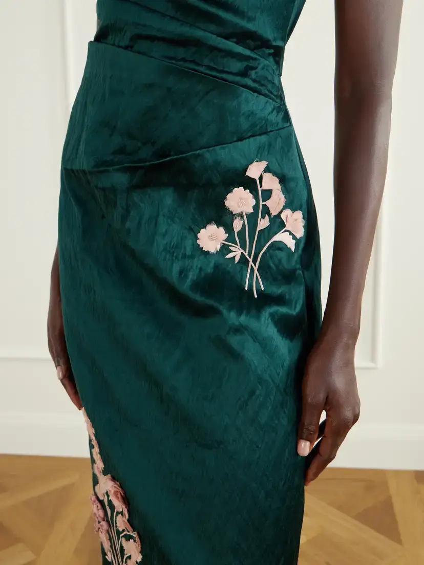 Erdem Floral-embroidered Satin Midi Dress | Thumbnail 4 Erdem Floral-embroidered Satin Midi Dress | Thumbnail 4