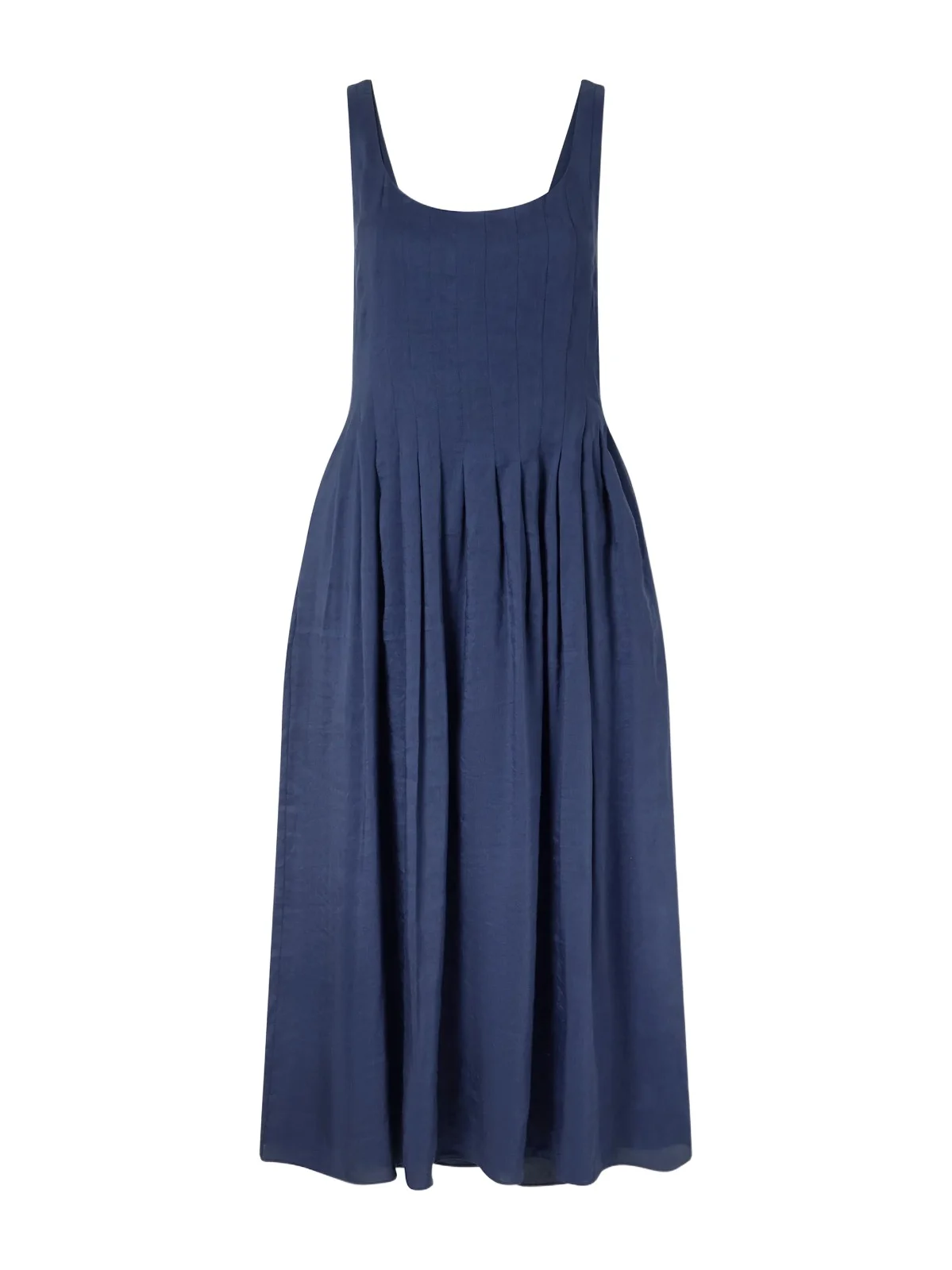 Pleated Linen-blend Midi Dress Pleated Linen-blend Midi Dress