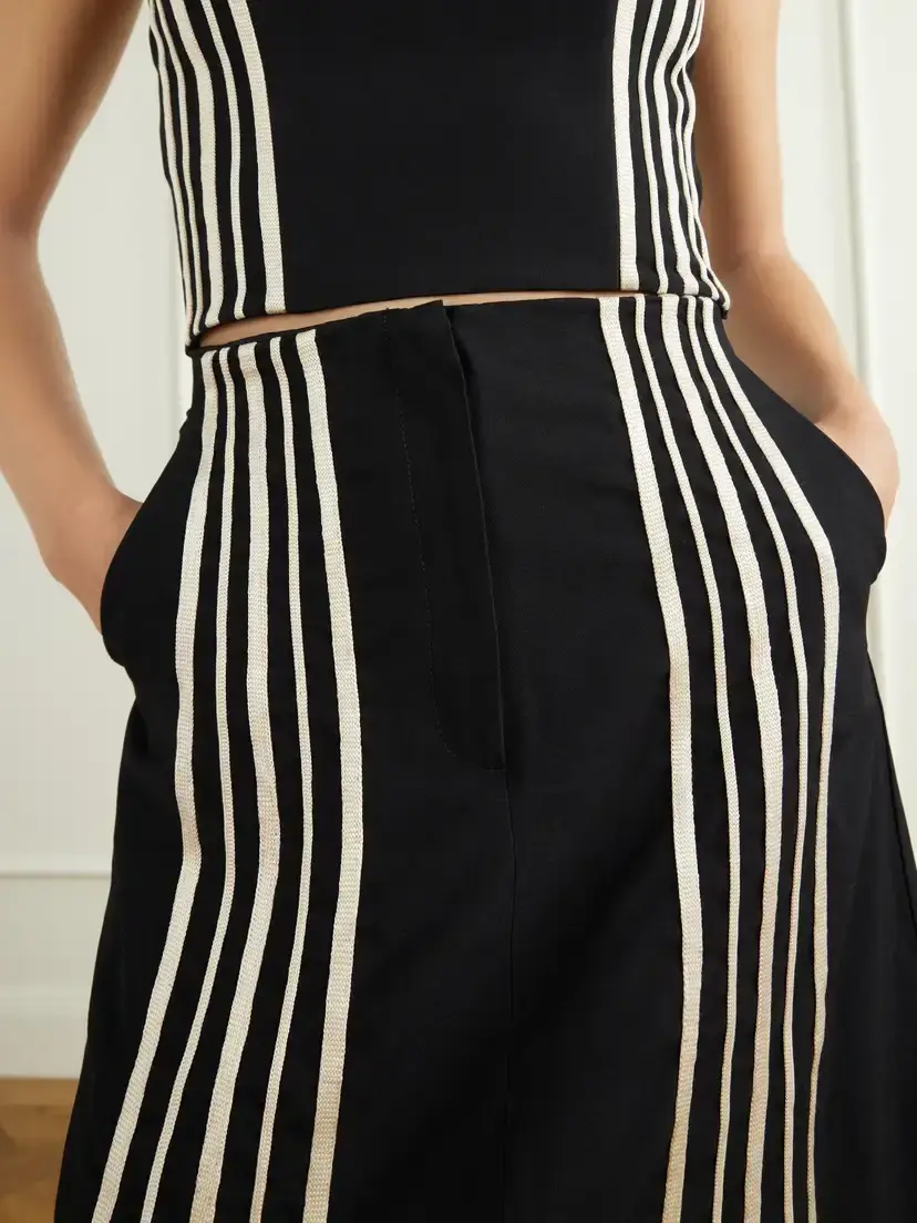 ANDRES OTALORA Invernal Striped Embroidered Twill Maxi Skirt | Thumbnail 4 ANDRES OTALORA Invernal Striped Embroidered Twill Maxi Skirt | Thumbnail 4