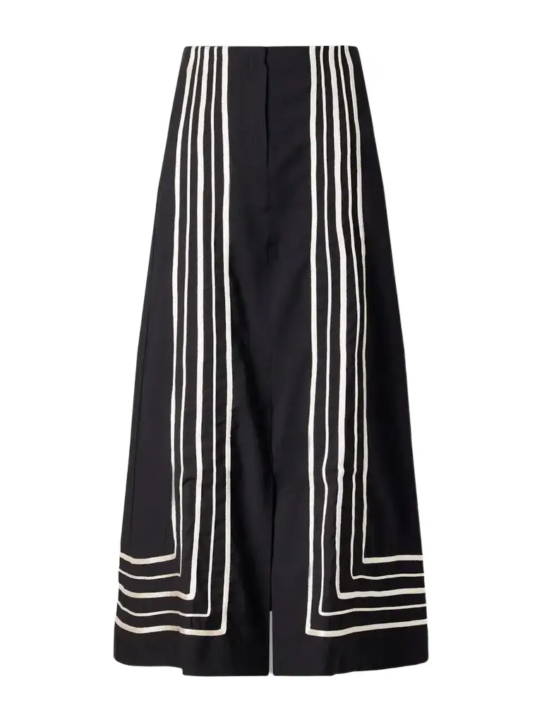 ANDRES OTALORA Invernal Striped Embroidered Twill Maxi Skirt | Image 1 ANDRES OTALORA Invernal Striped Embroidered Twill Maxi Skirt | Image 1