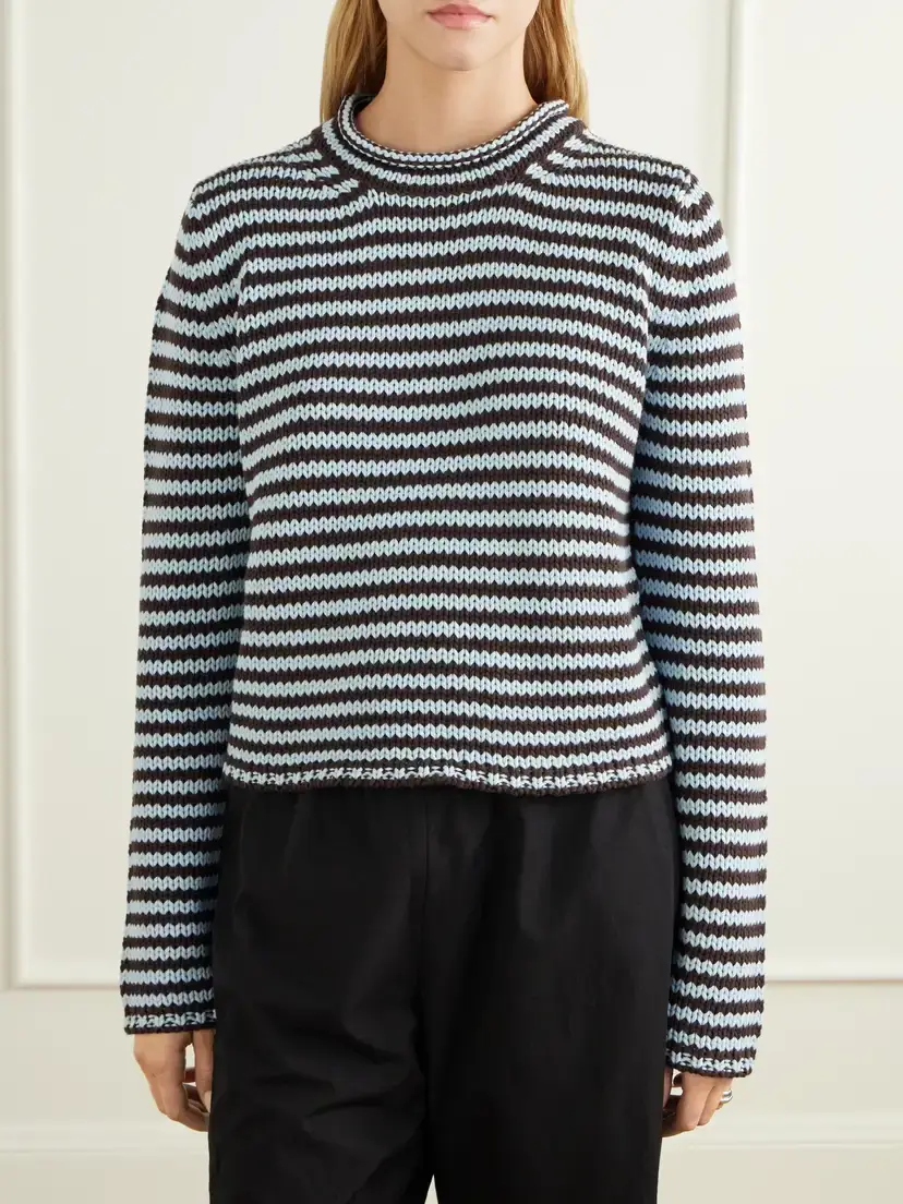 La Ligne Mini Marina Cropped Striped Cotton Sweater | Thumbnail 3 La Ligne Mini Marina Cropped Striped Cotton Sweater | Thumbnail 3