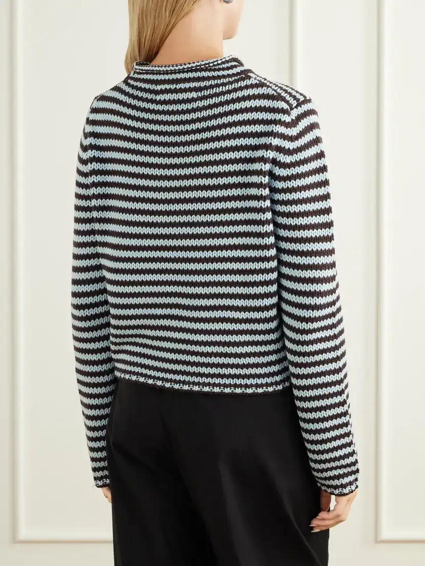 La Ligne Mini Marina Cropped Striped Cotton Sweater | Thumbnail 4 La Ligne Mini Marina Cropped Striped Cotton Sweater | Thumbnail 4