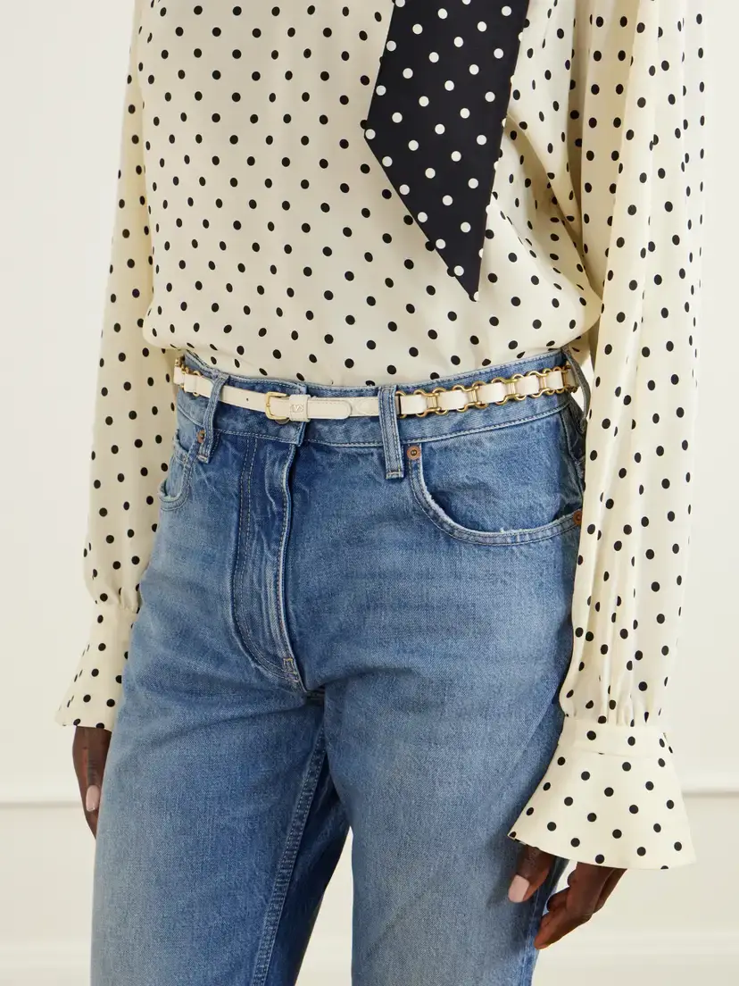 Valentino Garavani Logo-embellished Chain And Leather Belt - Neutrals | Thumbnail 2