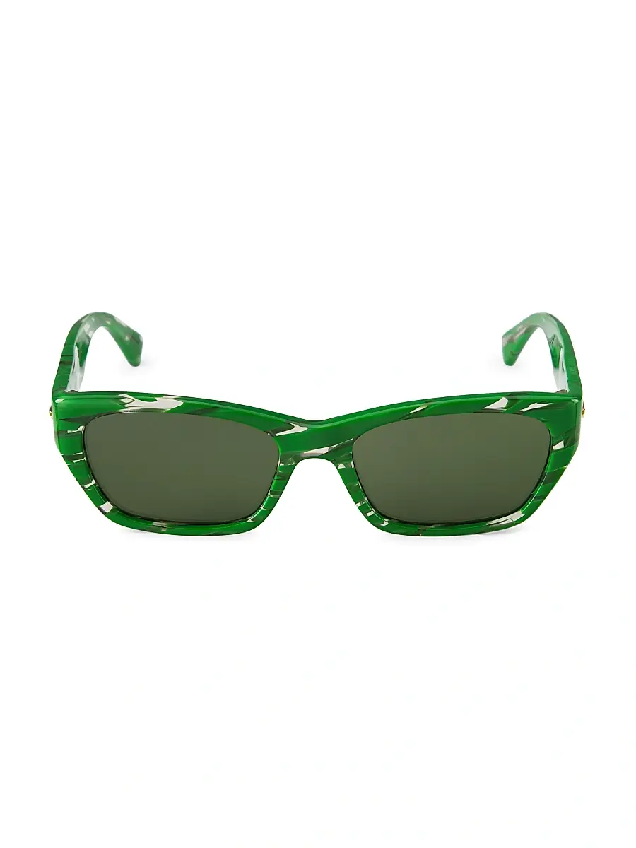 Bottega Veneta Men's Marbled Rectangular Sunglasses