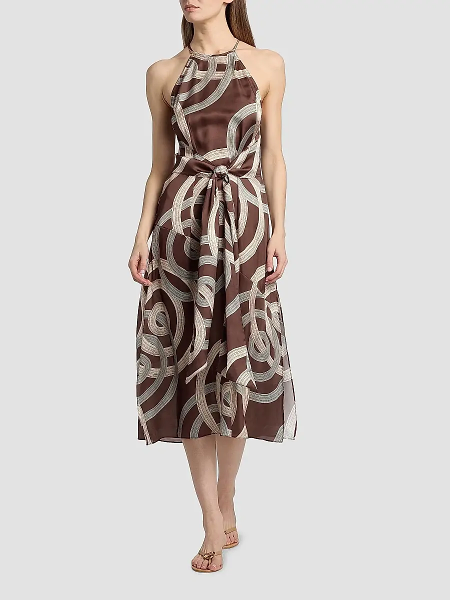 Misa Los Angeles Women's Lisa Printed Tie-Waist Halter Midi-Dress | Thumbnail 2 Misa Los Angeles Women's Lisa Printed Tie-Waist Halter Midi-Dress | Thumbnail 2