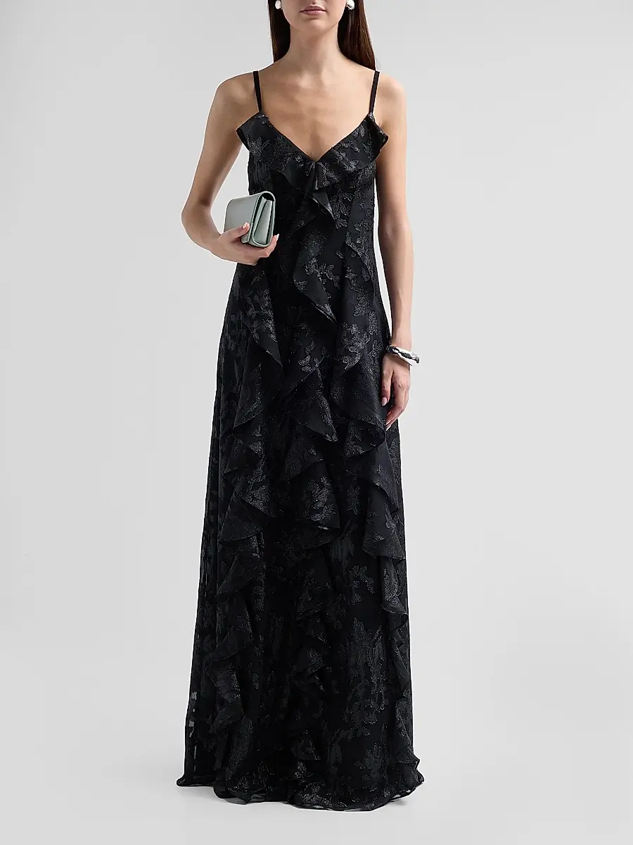 Ramy Brook Women's Penelope Flocked Ruffled Gown | Thumbnail 2 Ramy Brook Women's Penelope Flocked Ruffled Gown | Thumbnail 2