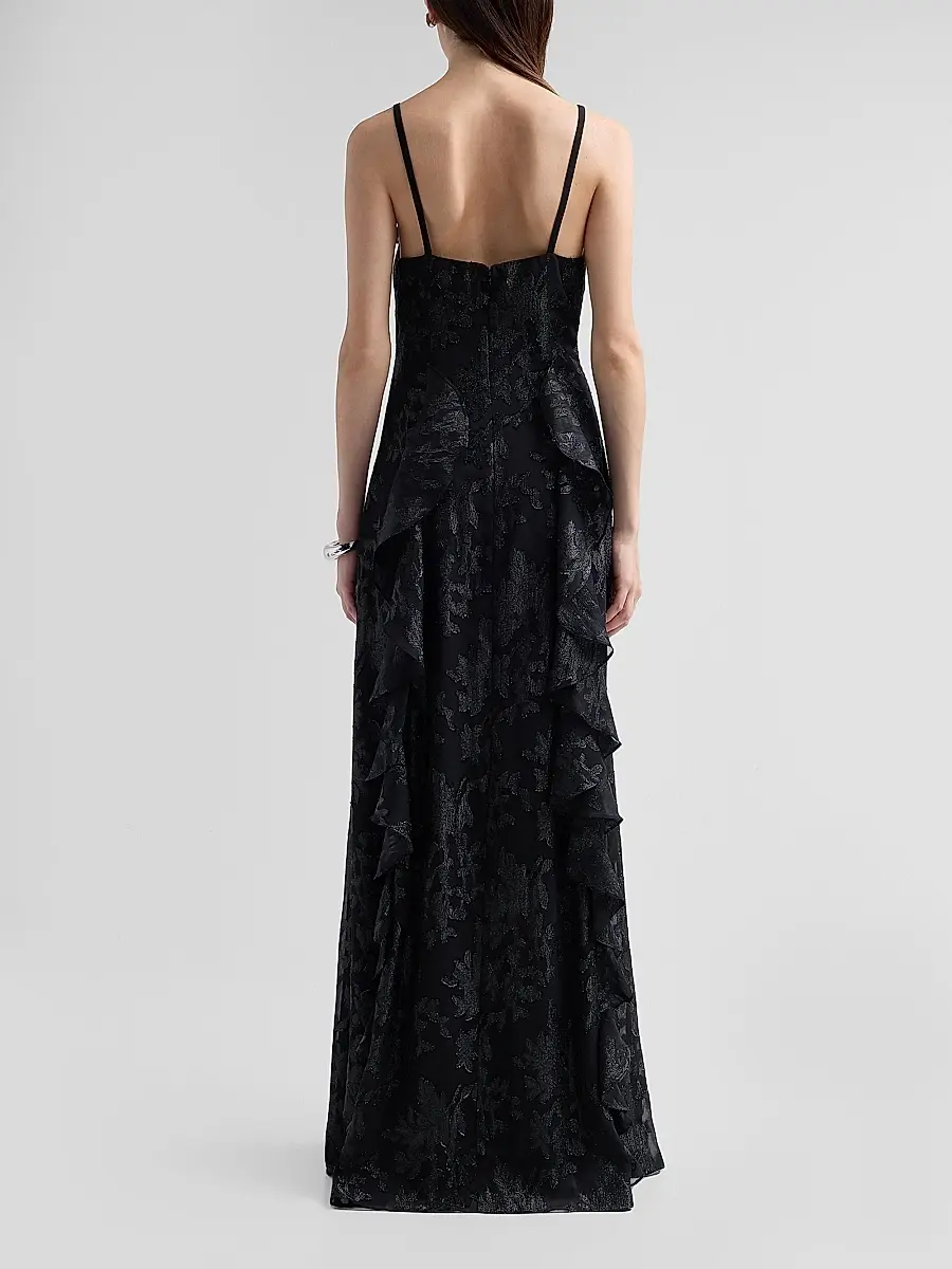 Ramy Brook Women's Penelope Flocked Ruffled Gown | Thumbnail 3 Ramy Brook Women's Penelope Flocked Ruffled Gown | Thumbnail 3