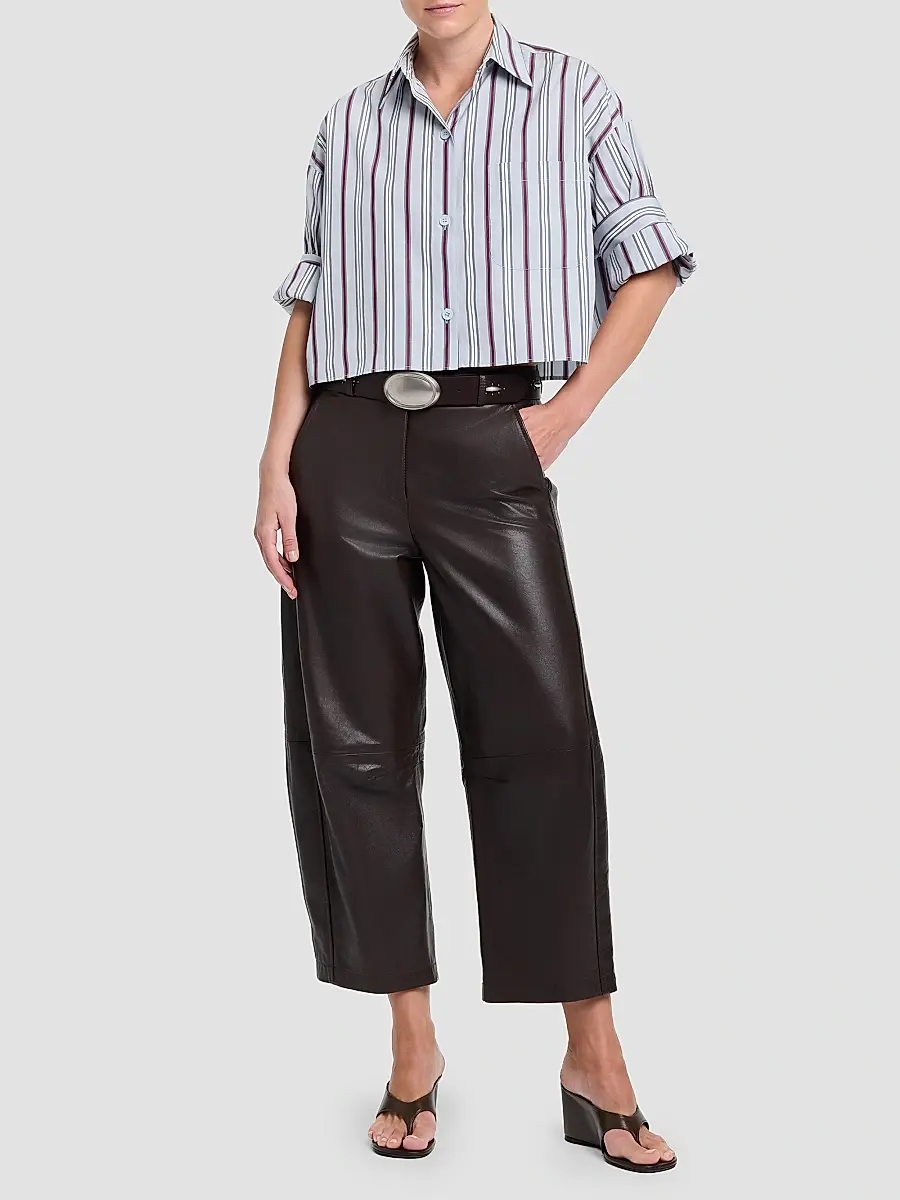 TWP Women's Leather Slouchy Boyfriend Trousers | Thumbnail 2 TWP Women's Leather Slouchy Boyfriend Trousers | Thumbnail 2