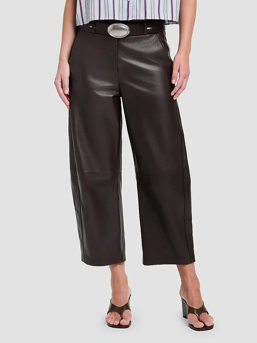 TWP Women's Leather Slouchy Boyfriend Trousers | Thumbnail 4 TWP Women's Leather Slouchy Boyfriend Trousers | Thumbnail 4