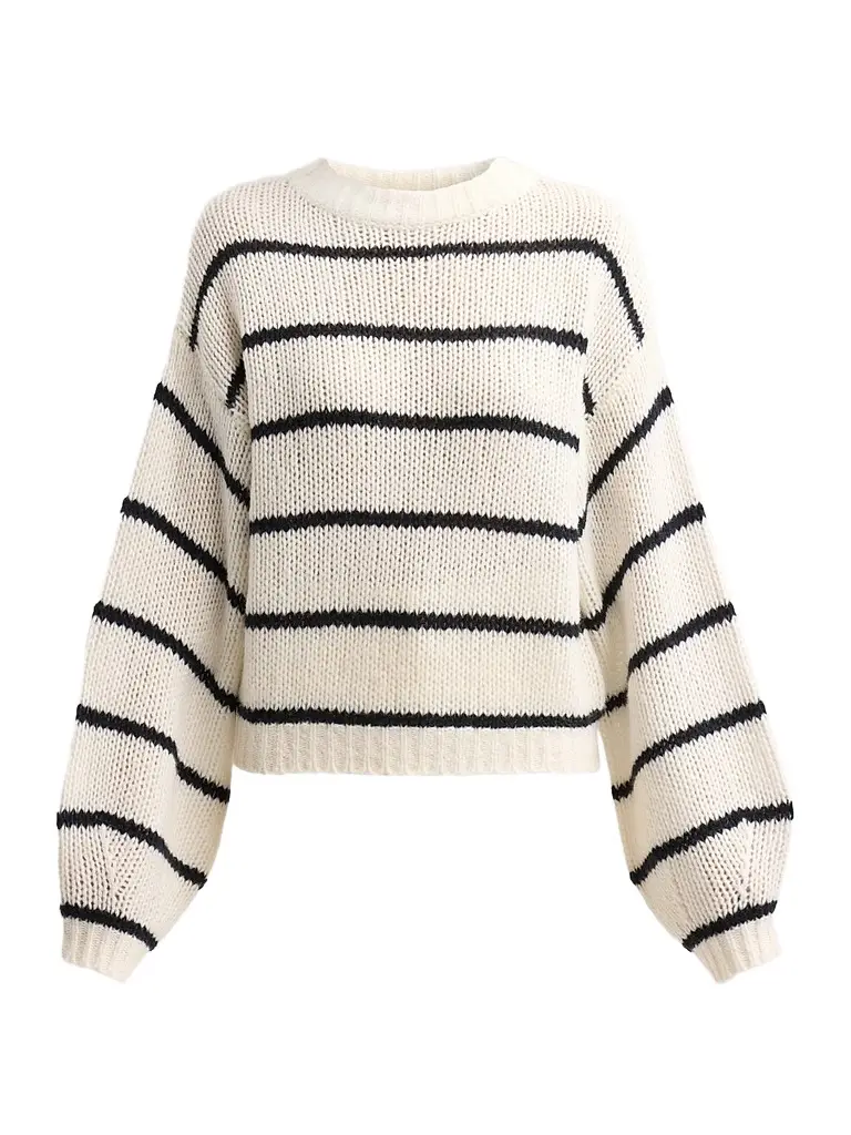 Lisa Yang Women's Sabelle Striped Cashmere-Silk Sweater - Cream Black Navy | Image 1 Lisa Yang Women's Sabelle Striped Cashmere-Silk Sweater - Cream Black Navy | Image 1