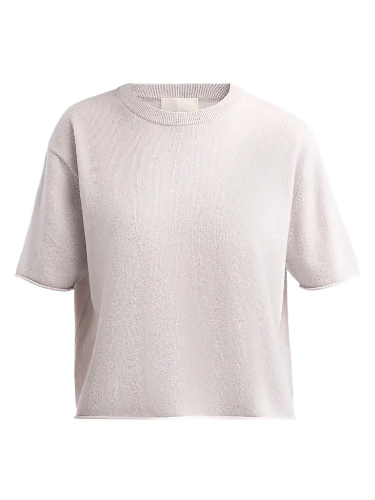 Lisa Yang Women's Cila Cashmere Crewneck T-Shirt - Seashell | Image 1 Lisa Yang Women's Cila Cashmere Crewneck T-Shirt - Seashell | Image 1