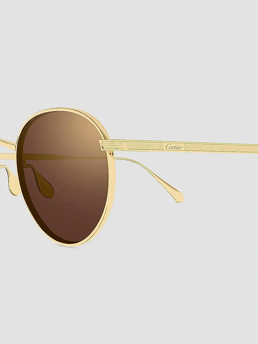 Cartier Men's C de 51MM 24K-Gold-Plated Titanium Round Sunglasses | Thumbnail 3 Cartier Men's C de 51MM 24K-Gold-Plated Titanium Round Sunglasses | Thumbnail 3