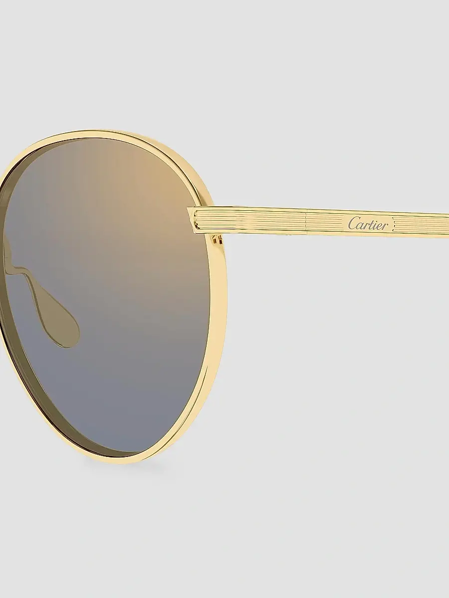 Cartier Men's C de 51MM 24K-Gold-Plated Titanium Round Sunglasses | Thumbnail 3 Cartier Men's C de 51MM 24K-Gold-Plated Titanium Round Sunglasses | Thumbnail 3