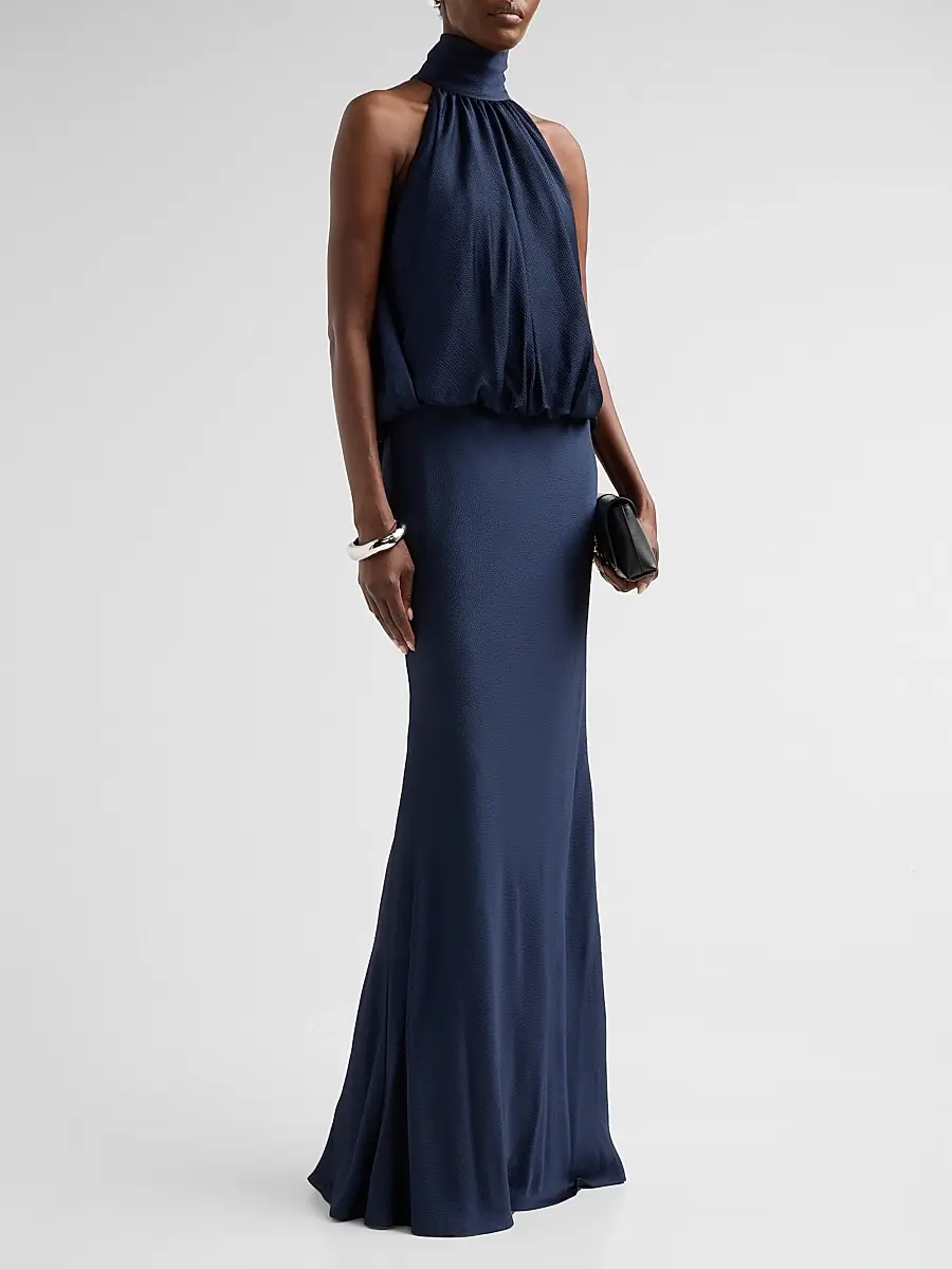 Amsale Women's Blouson Halter Gown | Thumbnail 4 Amsale Women's Blouson Halter Gown | Thumbnail 4
