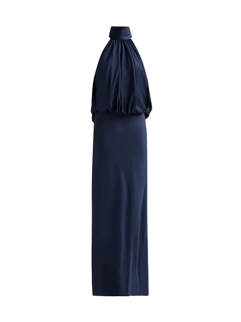 Amsale Women's Blouson Halter Gown - Navy | Image 1 Amsale Women's Blouson Halter Gown - Navy | Image 1