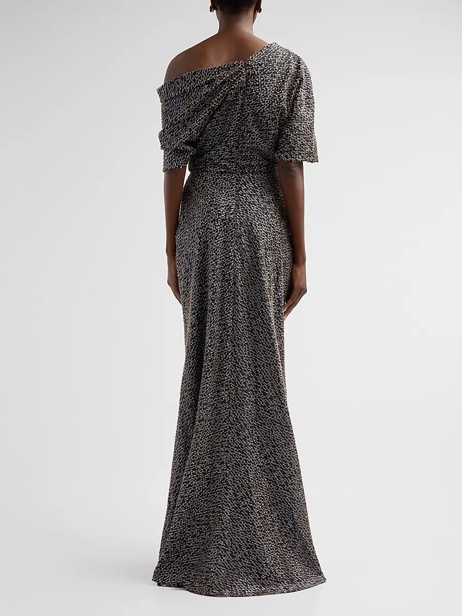 Amsale Women's Brocade Draped One-Shoulder Gown | Thumbnail 3