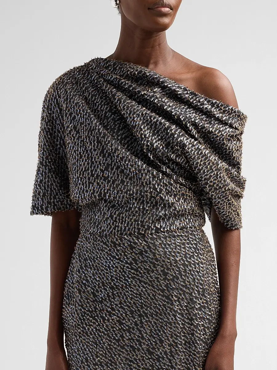 Amsale Women's Brocade Draped One-Shoulder Gown | Thumbnail 5
