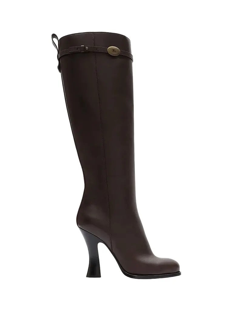 Burberry Women's Pillar 100MM Leather Knee-High Boots - Dark Brown | Image 1 Burberry Women's Pillar 100MM Leather Knee-High Boots - Dark Brown | Image 1