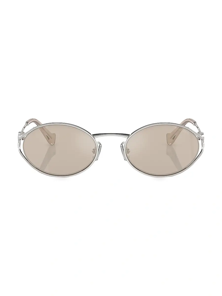 Miu Miu Women's 54MM Metal Round Sunglasses - Silver Cool Taupe | Thumbnail 2 Miu Miu Women's 54MM Metal Round Sunglasses - Silver Cool Taupe | Thumbnail 2
