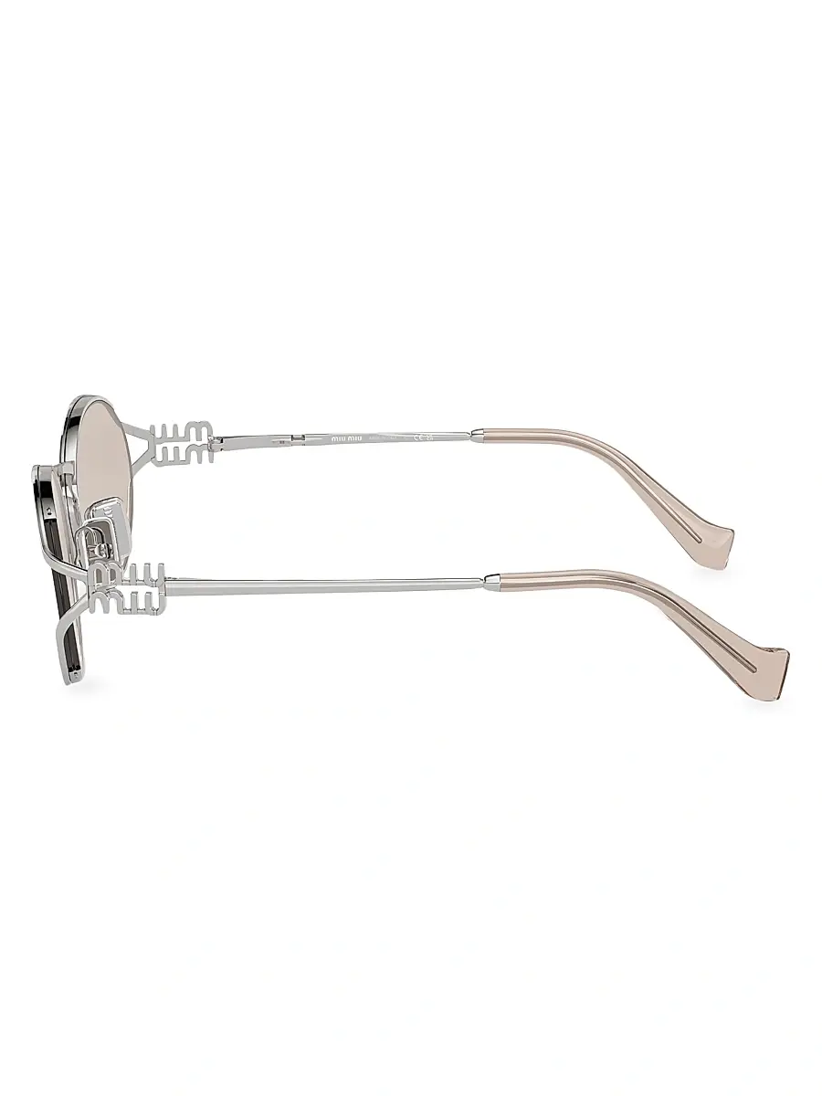 Miu Miu Women's 54MM Metal Round Sunglasses - Silver Cool Taupe | Thumbnail 3 Miu Miu Women's 54MM Metal Round Sunglasses - Silver Cool Taupe | Thumbnail 3