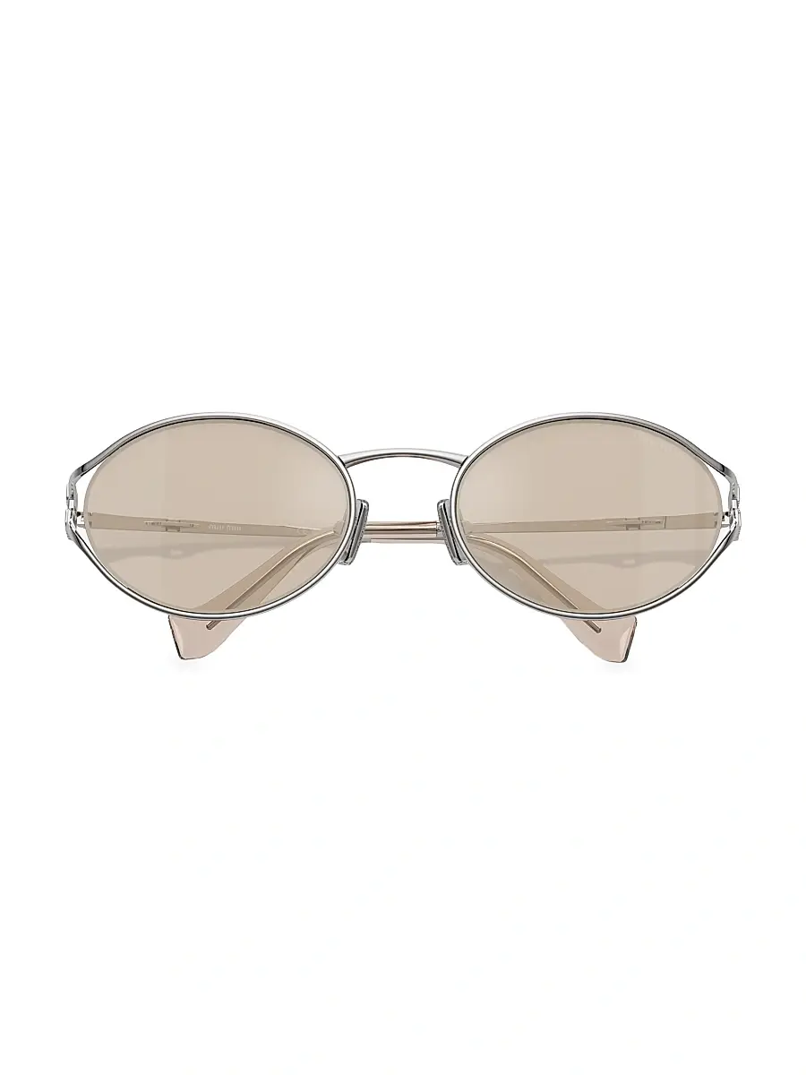 Miu Miu Women's 54MM Metal Round Sunglasses - Silver Cool Taupe | Thumbnail 5 Miu Miu Women's 54MM Metal Round Sunglasses - Silver Cool Taupe | Thumbnail 5