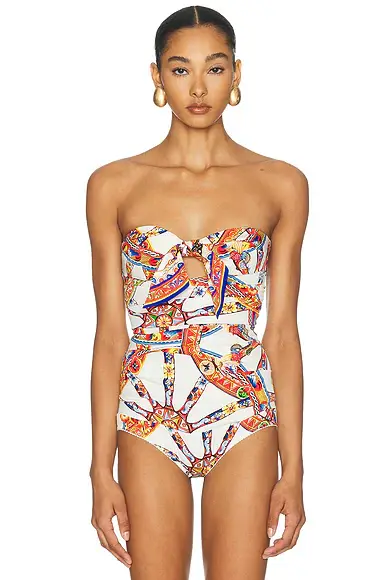 Dolce & Gabbana Charmeuse Stretch Carretto Print Bodysuit | Thumbnail 2