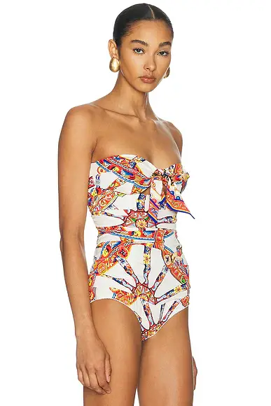 Dolce & Gabbana Charmeuse Stretch Carretto Print Bodysuit | Thumbnail 3