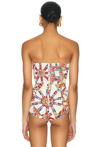 Dolce & Gabbana Charmeuse Stretch Carretto Print Bodysuit | Thumbnail 4